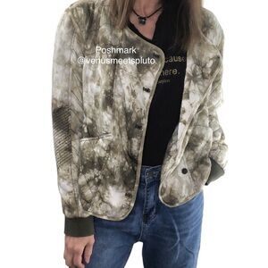 Anthro Women Sz S Marrakech Camo Quilted Jacket Oversized Boxy Short Moto Casual